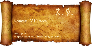 Komsa Vilmos névjegykártya